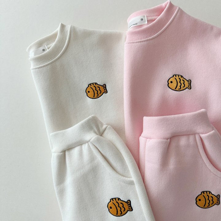 Autumn Baby Kids Unisex Casual Cute Fish Logo Long Sleeves Pullover and Pants Clothing Set-3