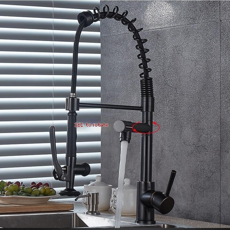 High-Pressure Copper Spring Kitchen Faucet-2