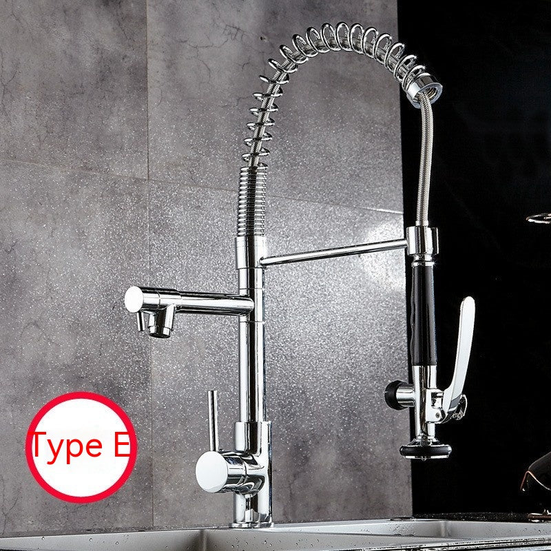 High-Pressure Copper Spring Kitchen Faucet-3