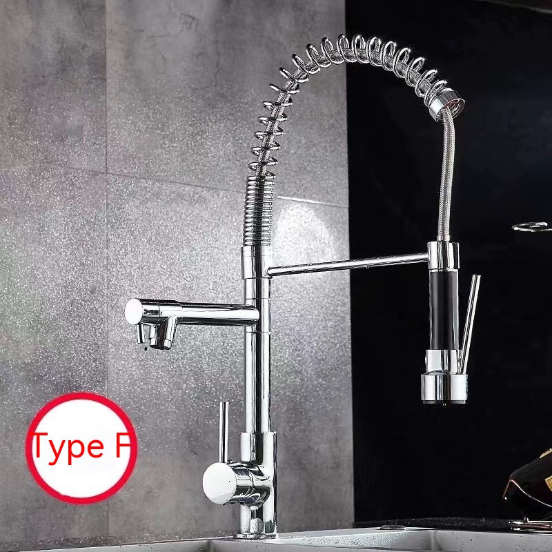 High-Pressure Copper Spring Kitchen Faucet-4