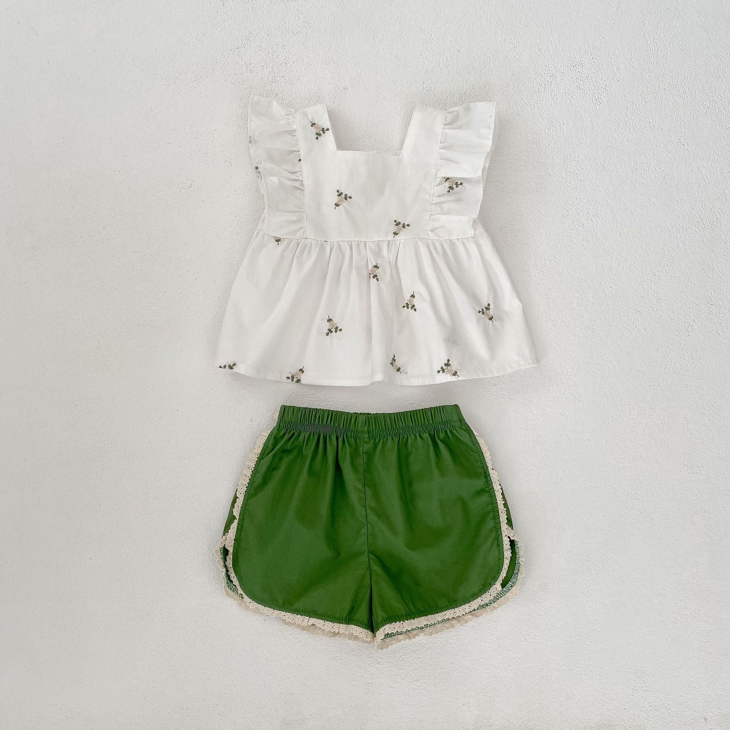 Summer Arrival Floral Pattern Fly Sleeves Square Neck Top and Shorts Set/Dress for Stylish Girls-2