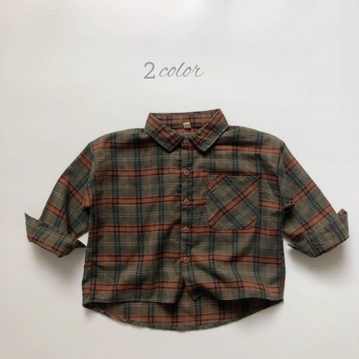 Baby Plaid Pattern Vintage Style Lapel Design Shirt-6