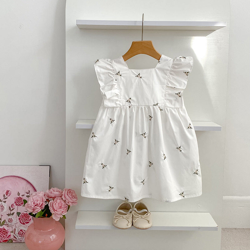 Summer Arrival Floral Pattern Fly Sleeves Square Neck Top and Shorts Set/Dress for Stylish Girls-3