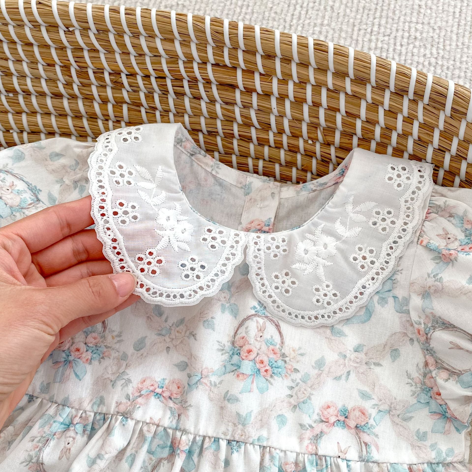 Summer Baby Kids Girls Floral Pattern Short Sleeves Dress and Bloomers Clothing Set-3